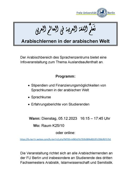Arabisch Infoveranstaltung