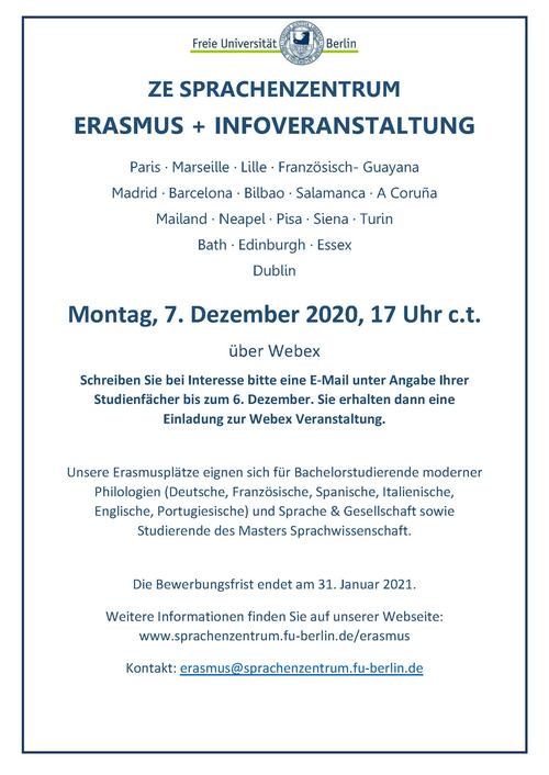 Flyer Infoveranstaltung Erasmus+